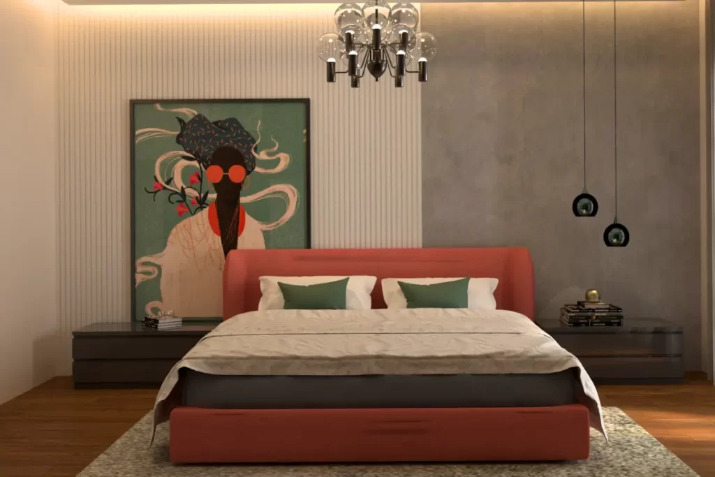 Contemporary-themed master bedroom with modern decor