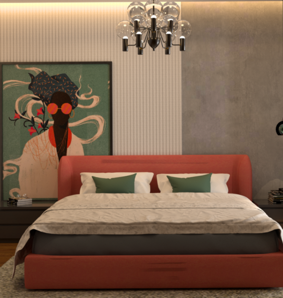 Contemporary-themed master bedroom with modern decor