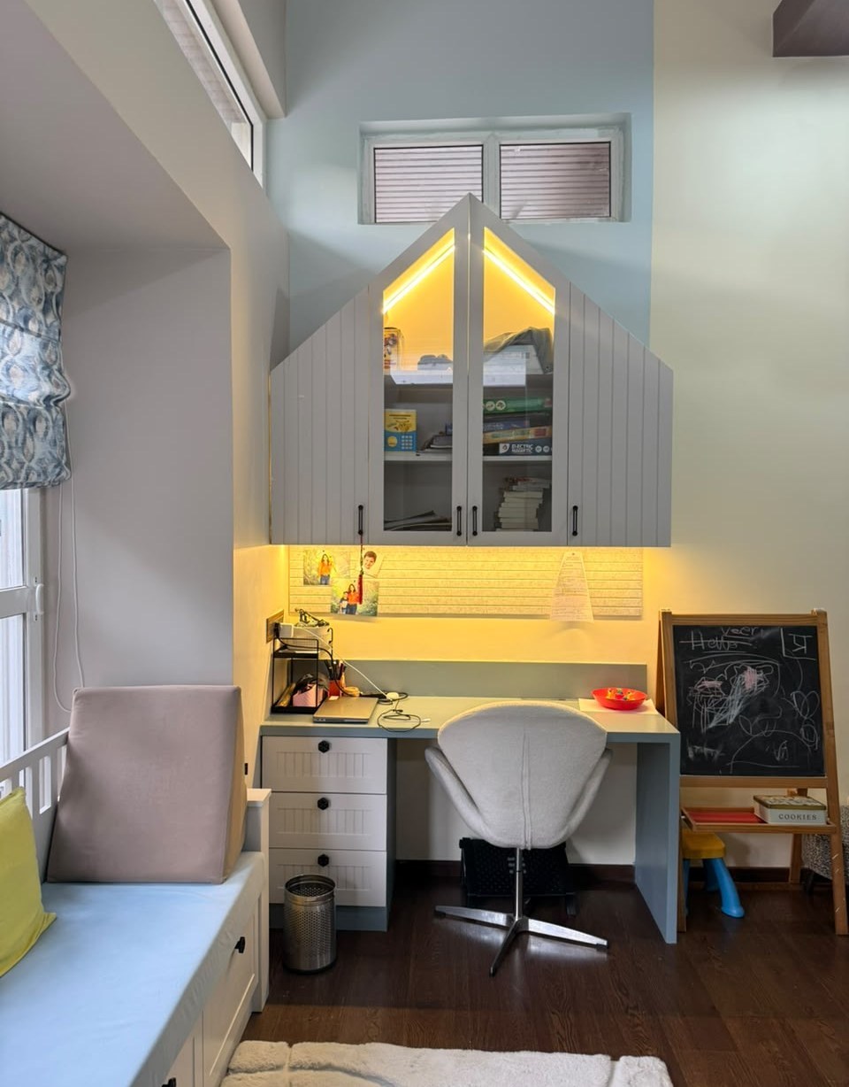 Completed Azven Breathe child's room wardrobe and window seat