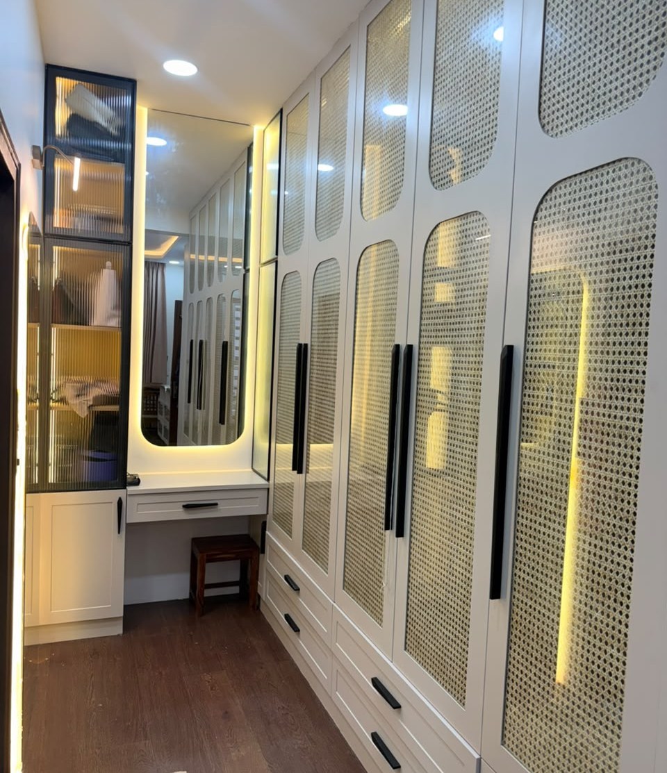 Azven Breathe cane-fronted wardrobes and illuminated dresser