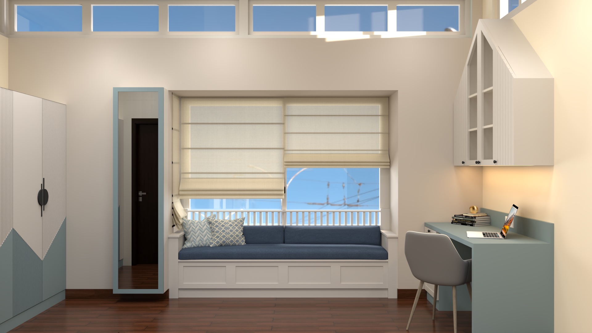 Design visualisation of a child’s window seat and daylight-facing play area