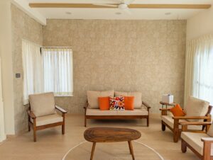 Completed Bohemian living room at Earth Song by Manyata, North Bengaluru