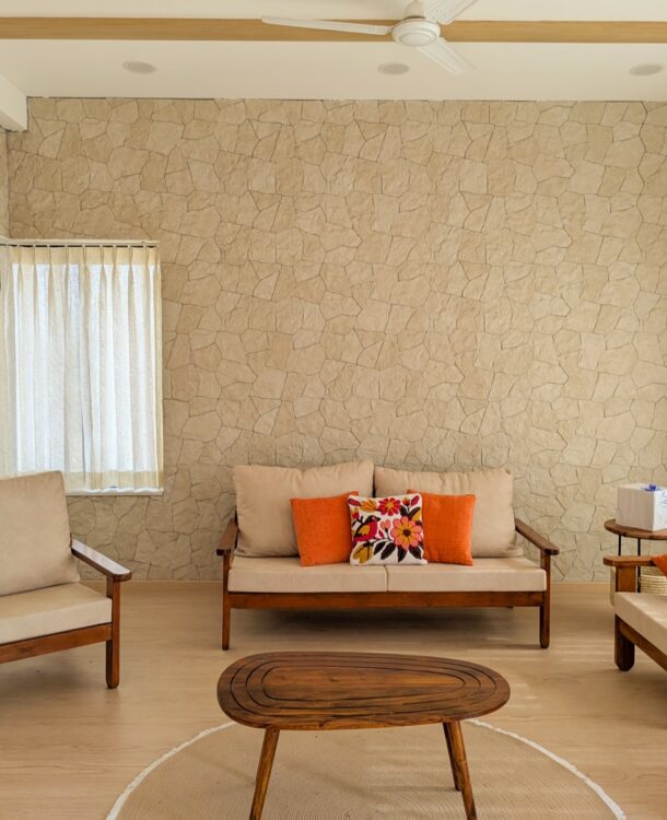 Completed Bohemian living room at Earth Song by Manyata, North Bengaluru