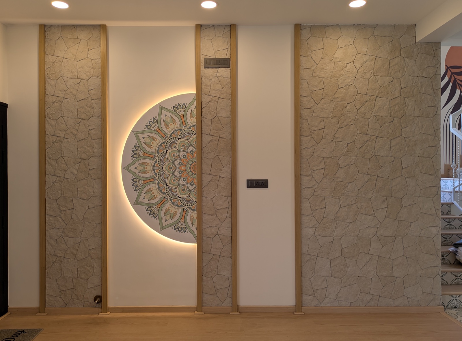 Completed interior: Living-room decorative wall