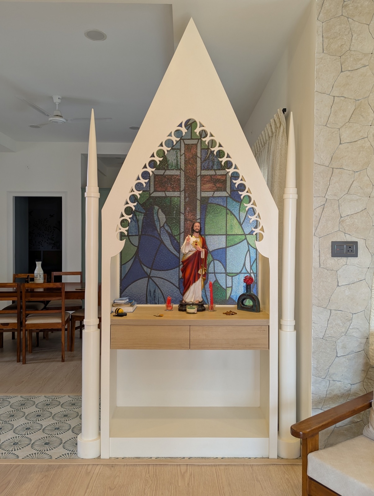 Completed interior: Custom altar