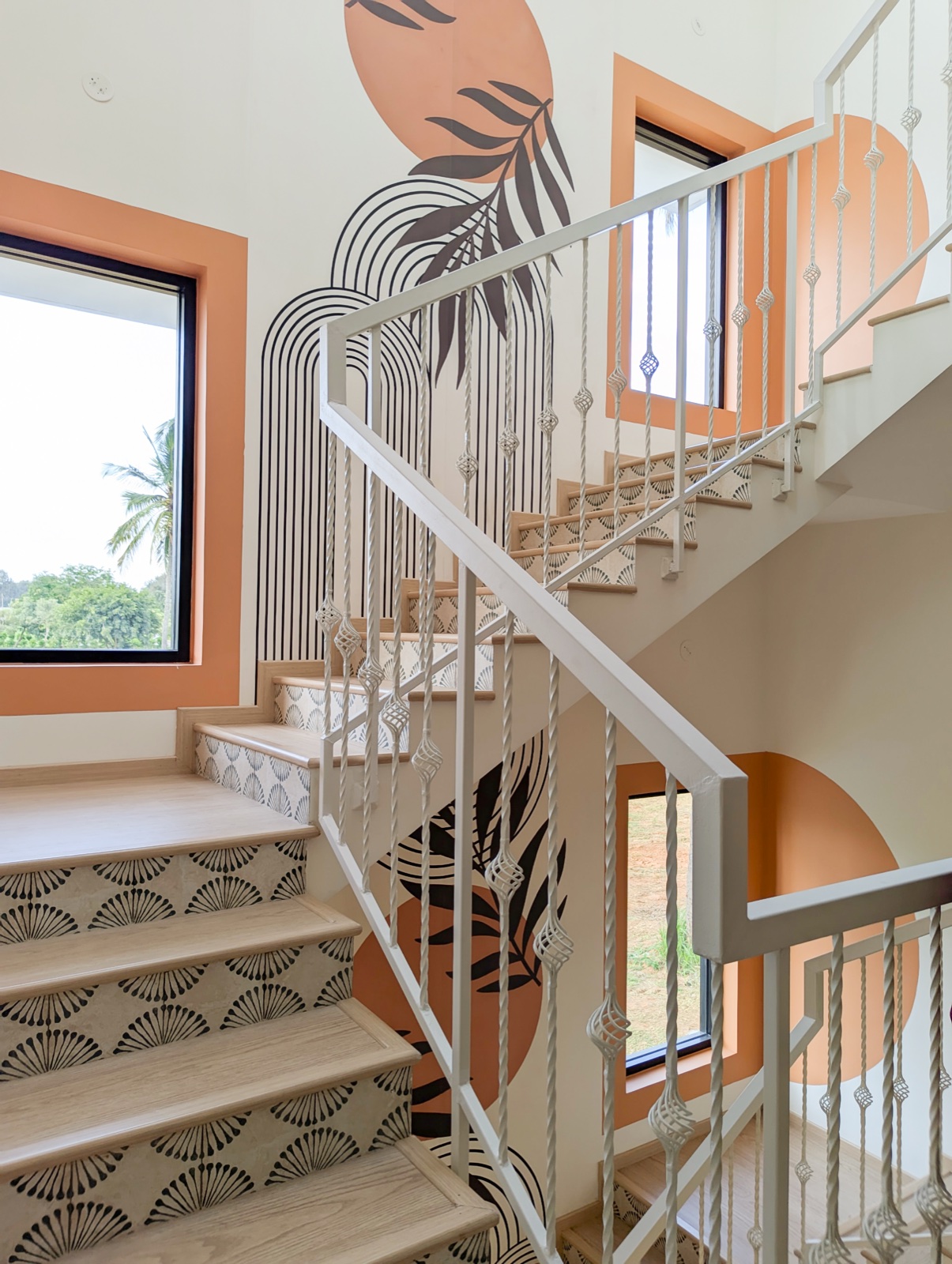 Completed interior: Botanical staircase wall