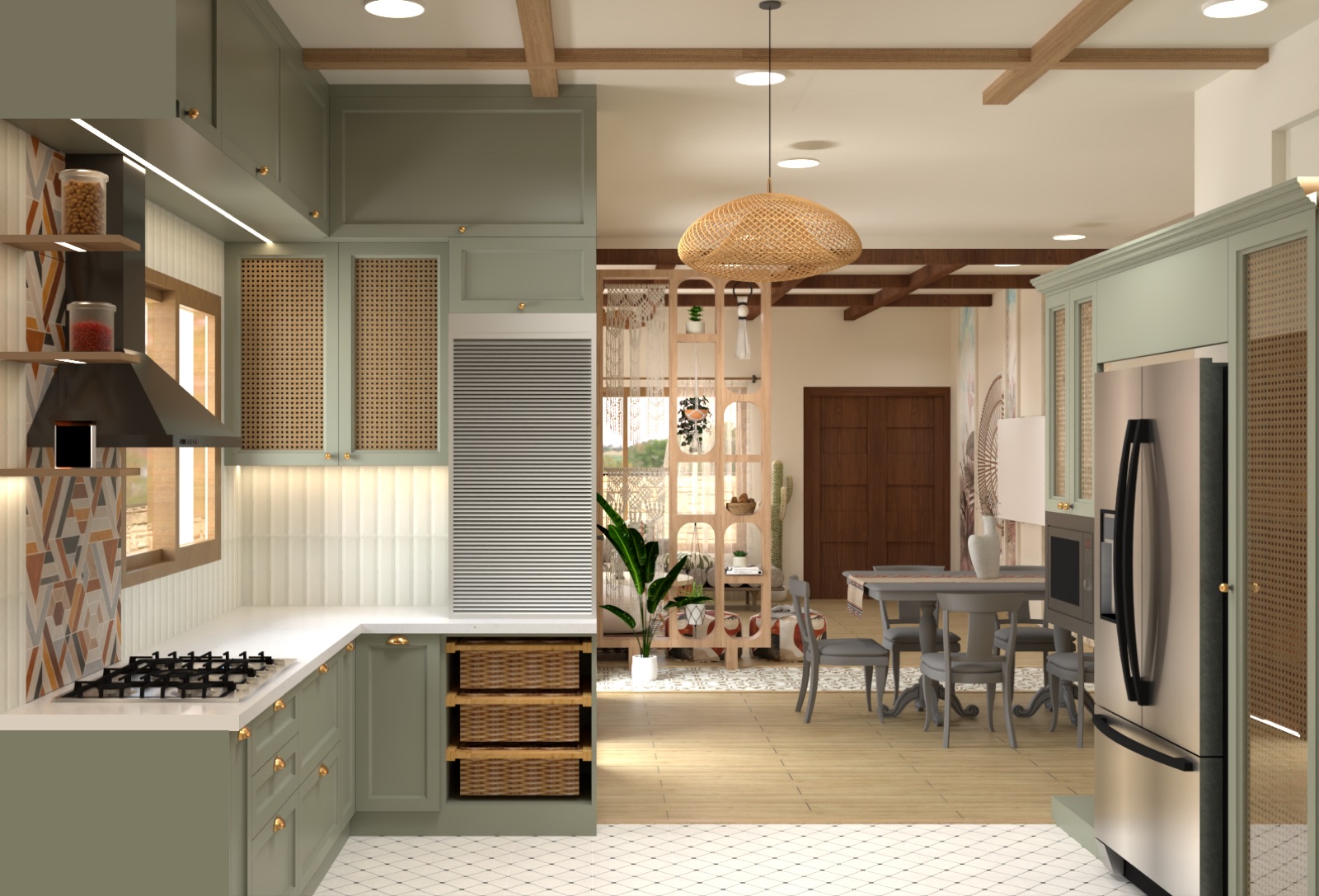 Design proposal: Kitchen rolling-shutter storage