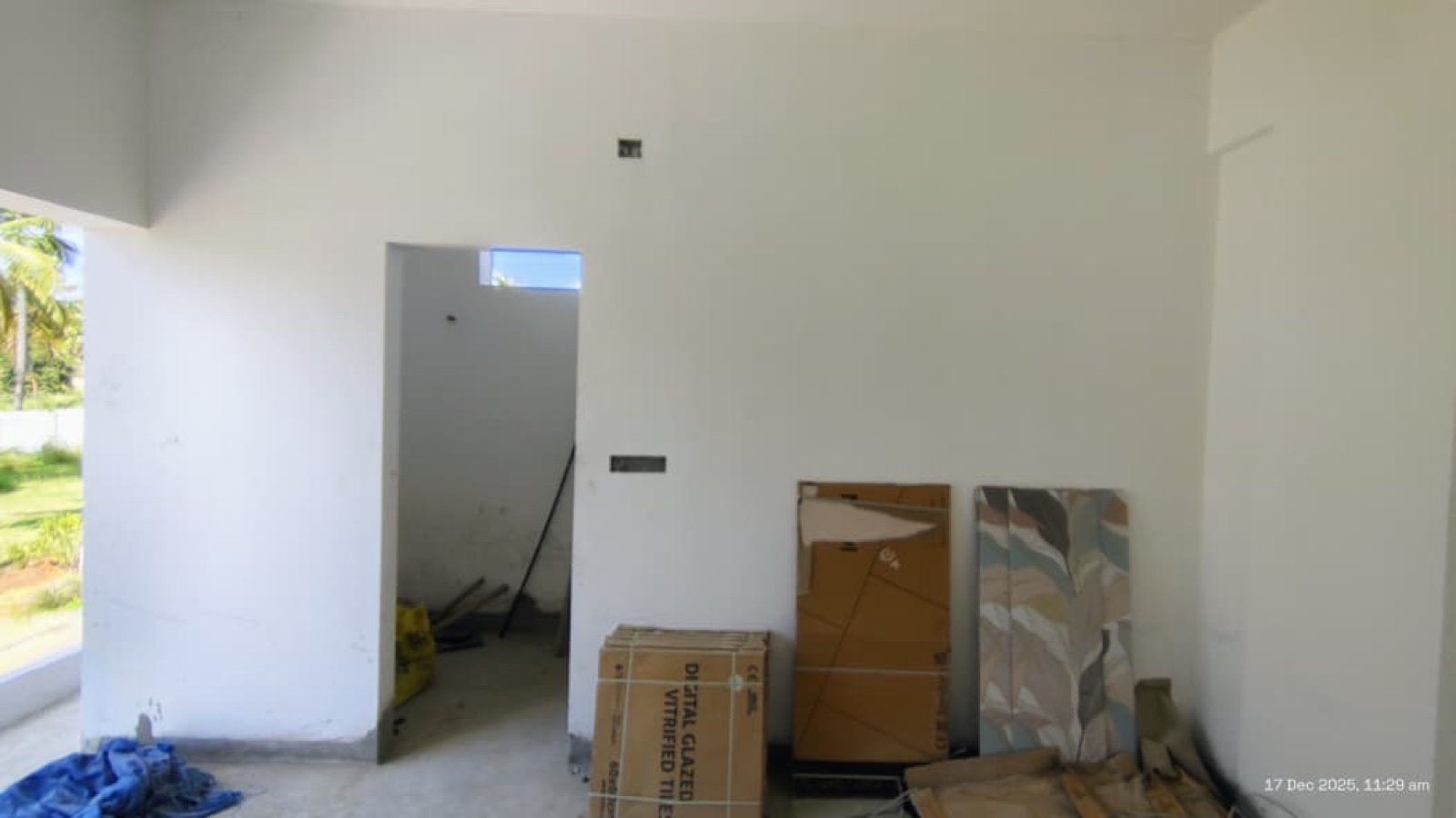 Before interiors: Blue-and-ochre bedroom